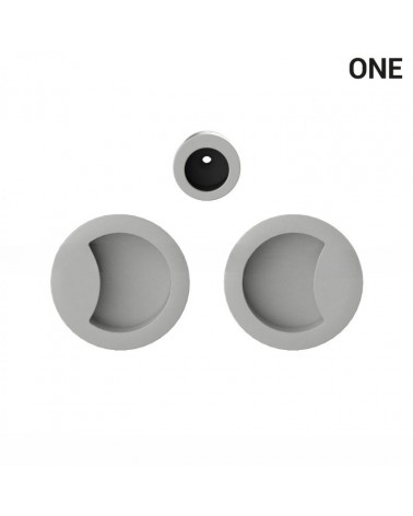 Poignée cuvettes simples de couleur argent, pour portes coulissantes, plaque ronde - Colombo Design Mood One -  poignée design