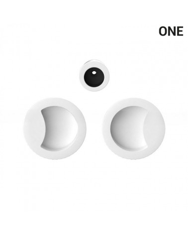 Poignée cuvettes simples de couleur blanche, pour portes coulissantes, plaque ronde - Colombo Design Mood One -  poignée design