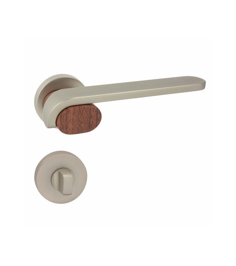 interior door handle with wood effect finish