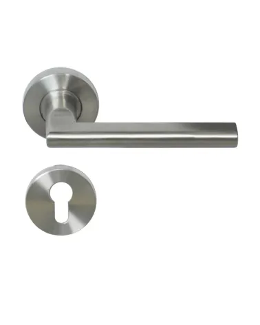 Poignée de porte NEW PYLA en inox 316 sur rosace ronde | MillaPoignees