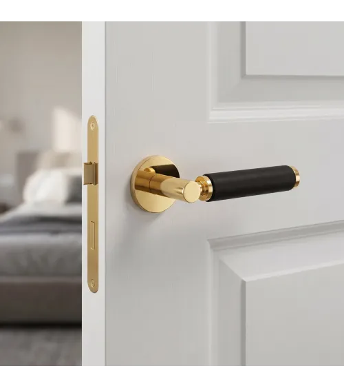 Poignée de porte en laiton et en cuir TUPAI 4200/202 ronde -  poignée design