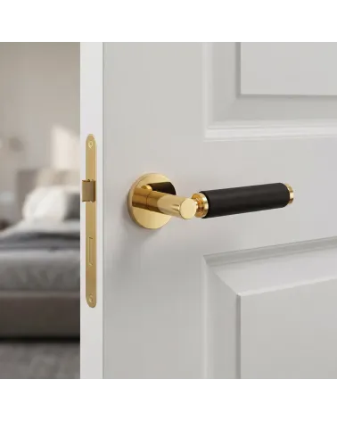 Poignée de porte ronde laiton et cuir TUPAI 4200/202 - MillaPoignées