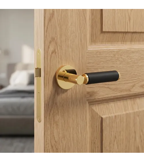 Poignée de porte en laiton et en cuir TUPAI 4200/202 ronde -  poignée design
