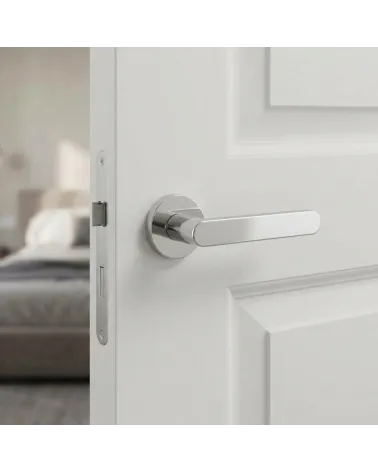 Poignée de Porte Chrome Poli Éblouissante - Modèle ALORA