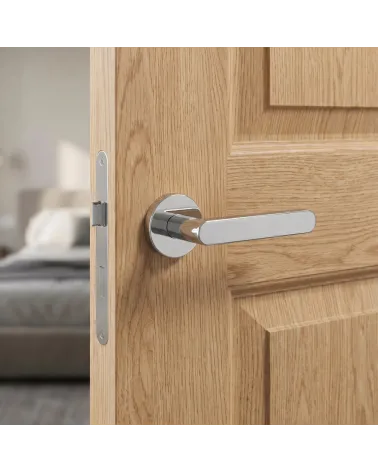 Poignée de Porte Chrome Poli Éblouissante - Modèle ALORA