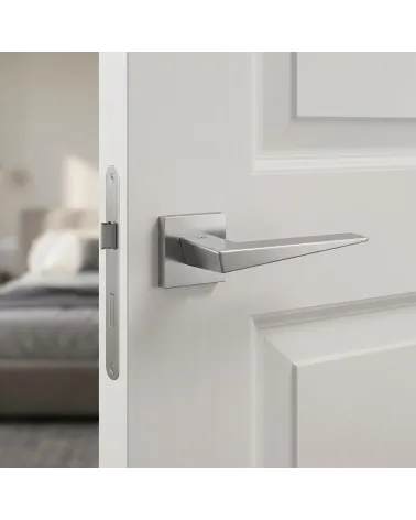 La poignée de porte en Vega de couleur chrome brossé