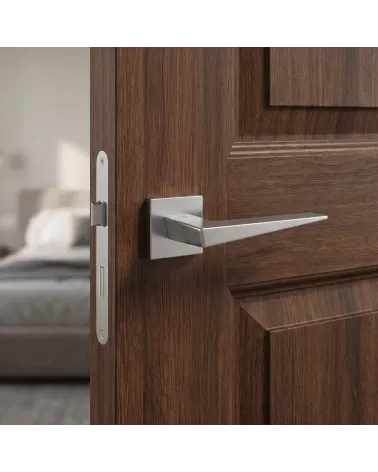La poignée de porte en Vega de couleur chrome brossé