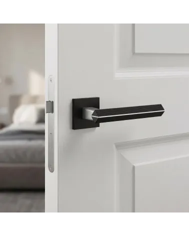 Poignée de Porte Bicolore Chrome Brossé/Noire Luxueuse - CARRERA