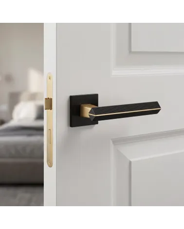 Poignée de Porte Bicolore Or Mat/Noir Sophistiquée - Modèle CARRERA