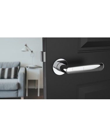 Poignée de porte Classique ARIA poignée design couleur 4 vue de face montée sur une porte entrouverte