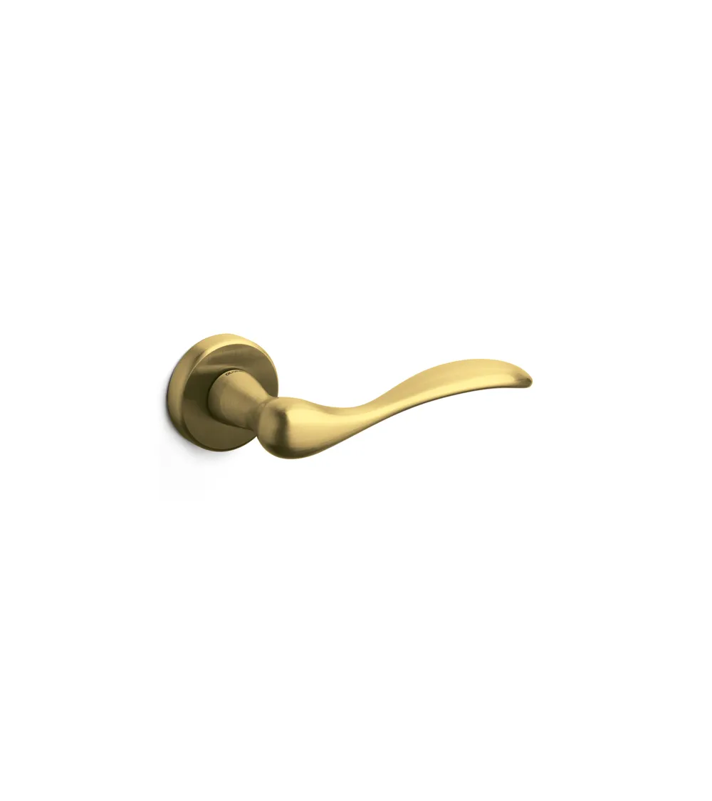 Poignée de porte design SIENA en laiton sur rosace ronde | MillaPoignees