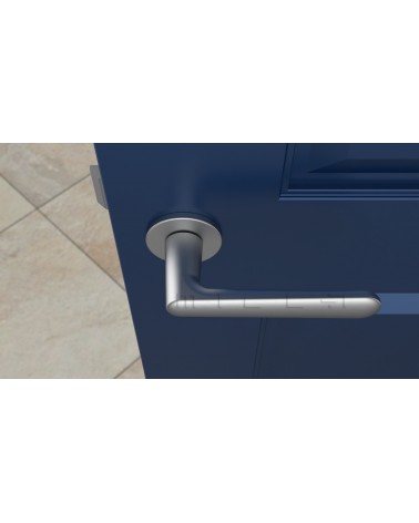 Poignée de porte Classique ARIA poignée design couleur 3 vue de haut montée sur une porte
