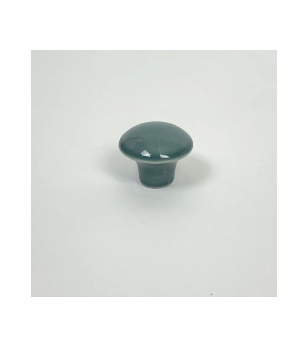 Bouton de meuble en porcelaine émaillé brillant vert pétrole, taille S – Anne Black