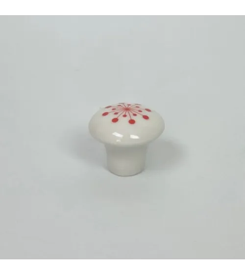 Bouton de meuble en porcelaine Flower orange corail, taille S – Anne Black