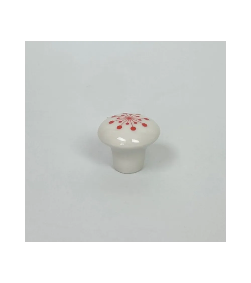 Bouton de meuble en porcelaine Flower orange corail, taille S – Anne Black