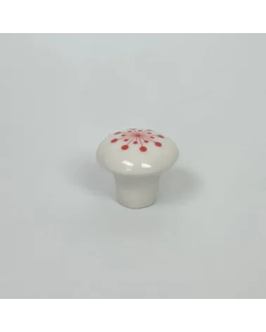 Bouton de meuble en porcelaine Flower orange corail, taille S – Anne Black