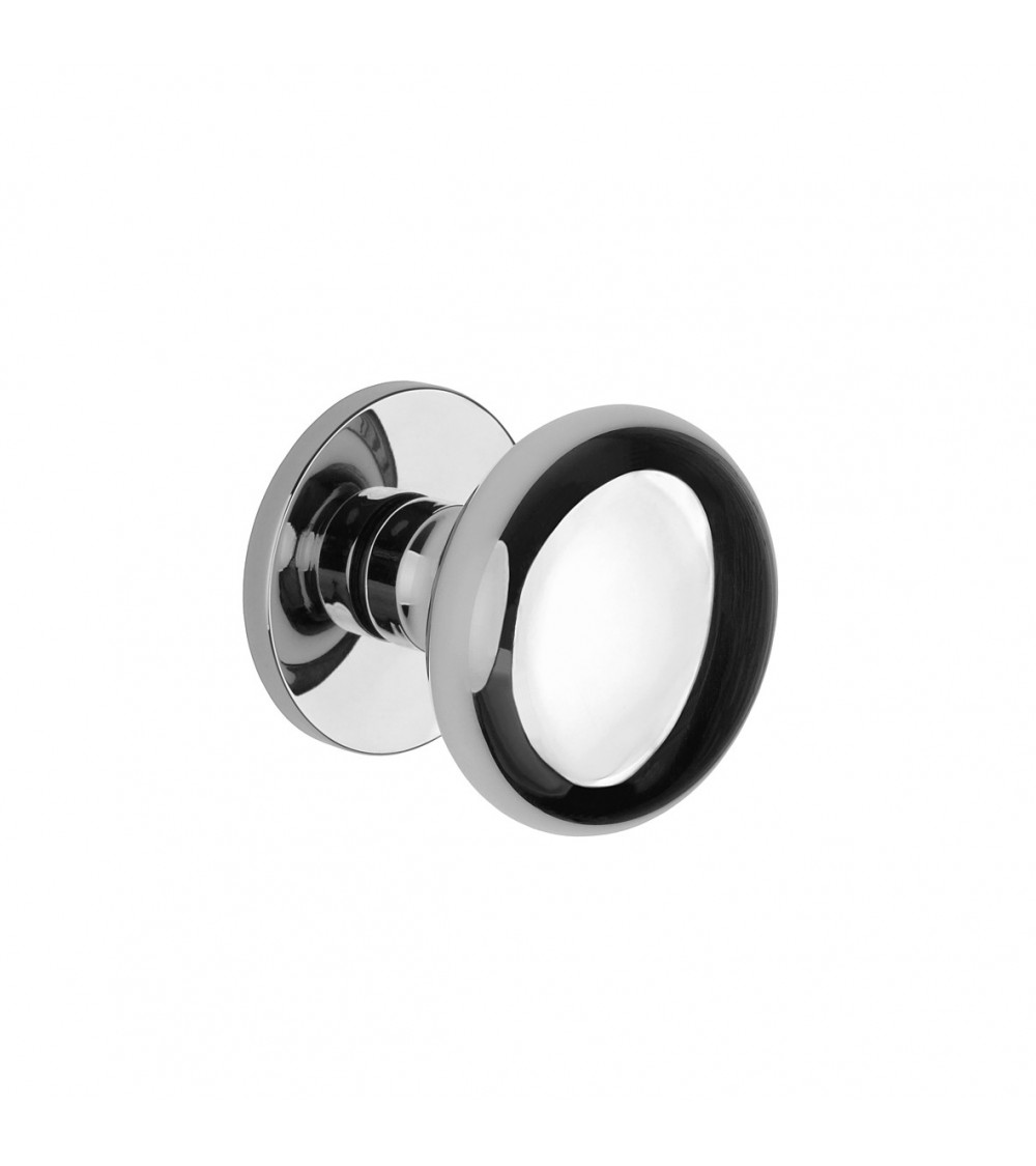 mobile and fixed door knob on round plate in chrome finish
