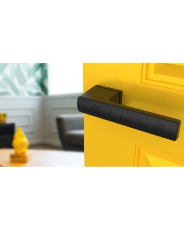 Poignée de porte futuriste BRISA poignée design montée sur une porte entrouverte