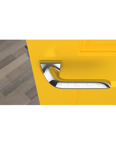 Poignée de porte GLADIOLA  poignée design couleur 1 vue de haut montée sur une porte