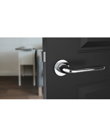 Poignée de porte HIACYNTA poignée design couleur 3 vue de face montée sur une porte