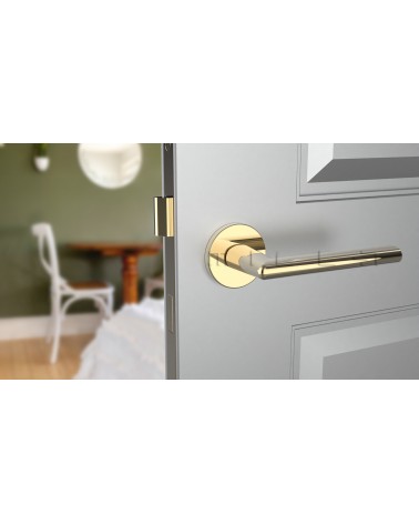 Poignée de porte classique KALMIA poignée design couleur 2 vue de face montée sur une porte