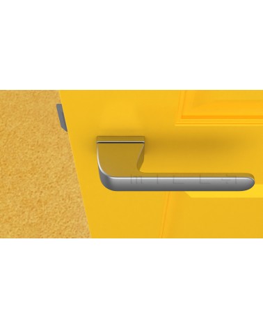 Poignée de porte PLUMERIA poignée design couleur 2 vue de haut montée sur une porte
