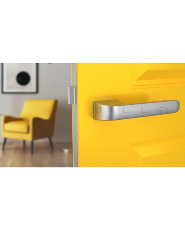 Poignée de porte PLUMERIA poignée design couleur 2 vue de face montée sur une porte