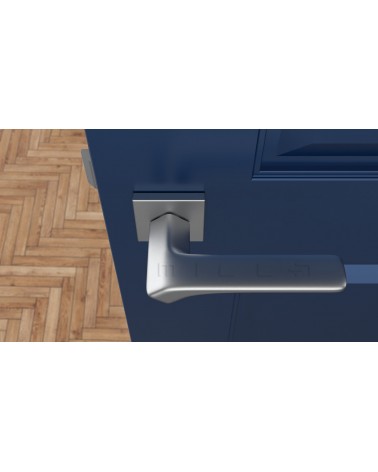 Poignée de porte BERGERIA quincaillerie design couleur 4 vue de haut montée sur une porte