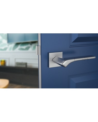 Poignée de porte BERGERIA quincaillerie design couleur 4 vue de face montée sur une porte