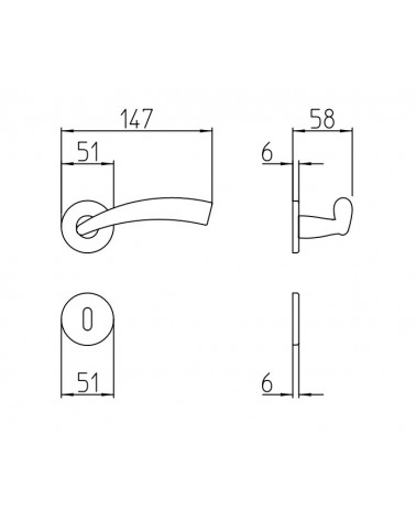 Poignée de porte Mandelli Nadir avec dimensions