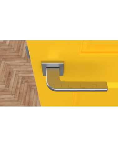 Poignée de porte ISMENA poignée design couleur 4 vue de haut montée sur une porte