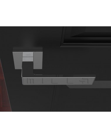 Poignée de porte chrome poli Apollo poignée design vue de haut montée sur une porte