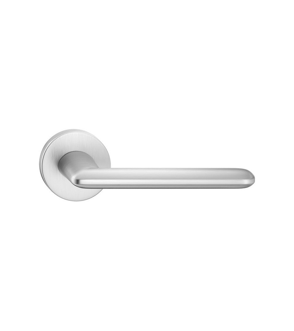 interior door handle with an original and refined look in brushed chrome finish for a classic interior