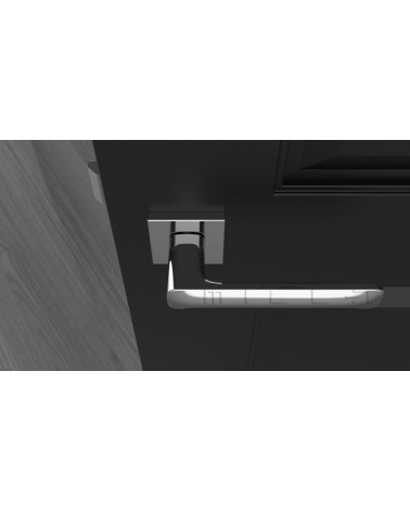 Poignée de porte sur plaque carrée STELLA quincaillerie design couleur 2 vue de haut montée sur une porte