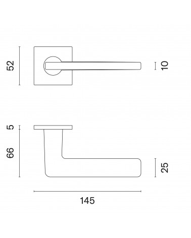 Poignée de porte en zamak SETIA  avec dimensions