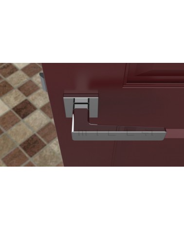 Poignée de porte en zamak ERICA quincaillerie design couleur 1 vue de haut montée sur une porte