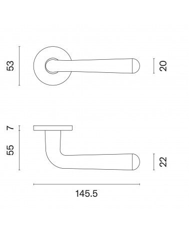 Poignée de porte en zamak IRGA avec dimensions