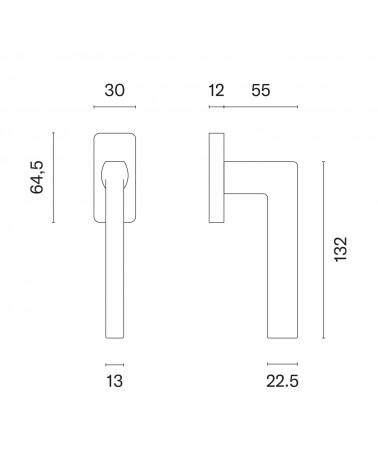 Poignée de fenêtre EURA avec dimensions