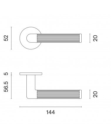 Poignée de porte Moderne LOBELLIA avec dimensions