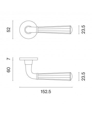 Poignée de porte rétro MARIGOLD avec dimensions