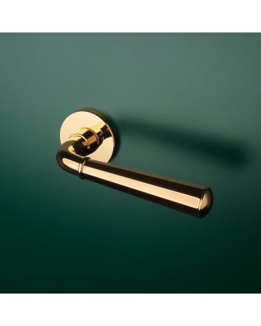 Poignée de porte or poli MARIGOLD poignée design montée sur une porte