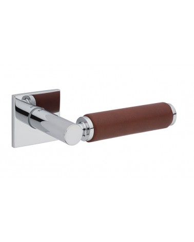 Poignée de porte Chrome poli en cuir foncé TUPAI 4200/201 carrée -  poignée design