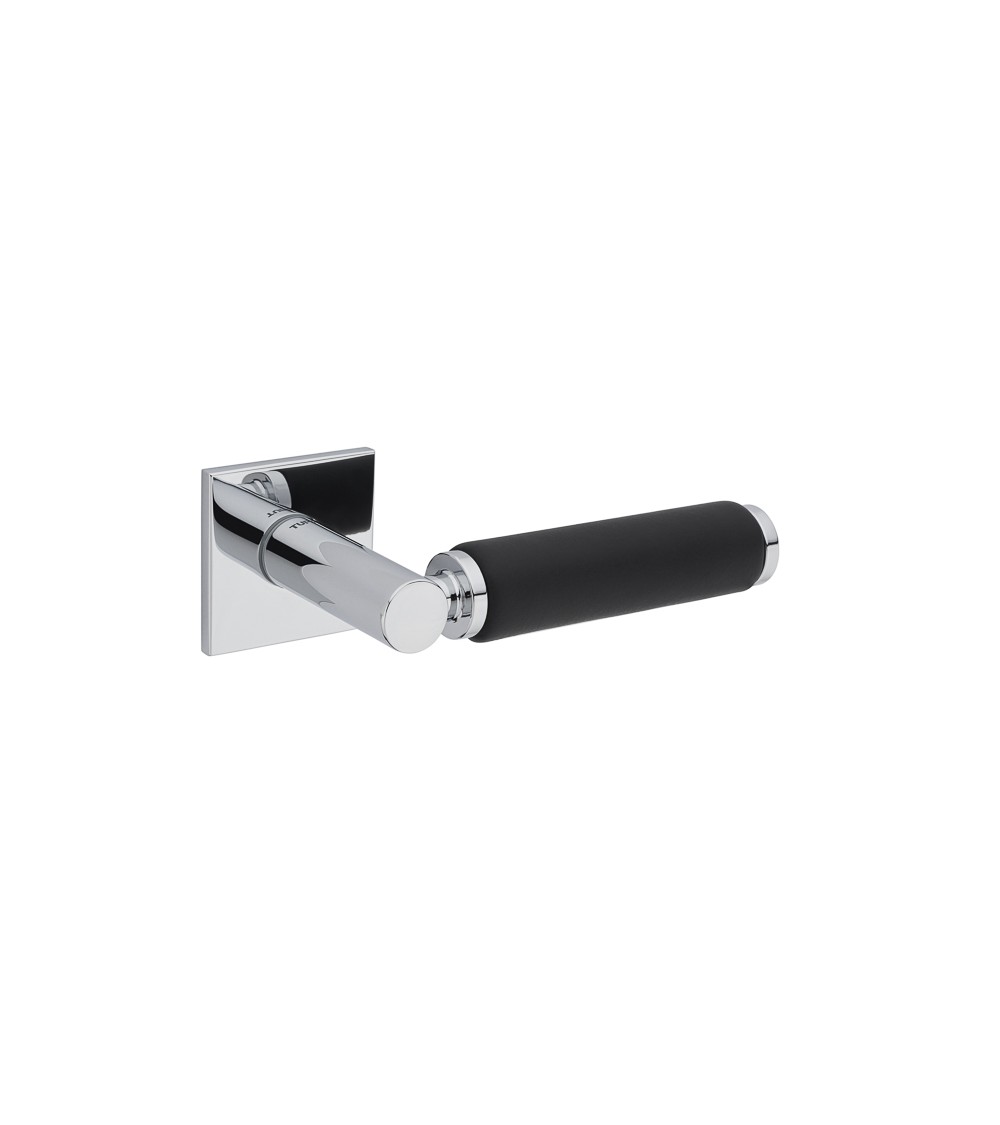 Poignée de porte en laiton et en cuir TUPAI 4200/202 carrée -  poignée design