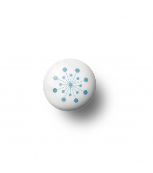 Bouton de meuble Anne Black model Flower de couleur bleu clair, taille 30x30mm