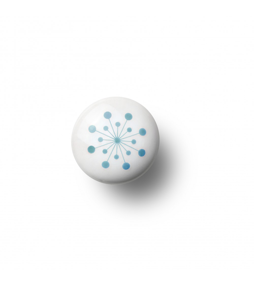 Bouton de meuble Anne Black model Flower de couleur bleu clair, taille 30x30mm