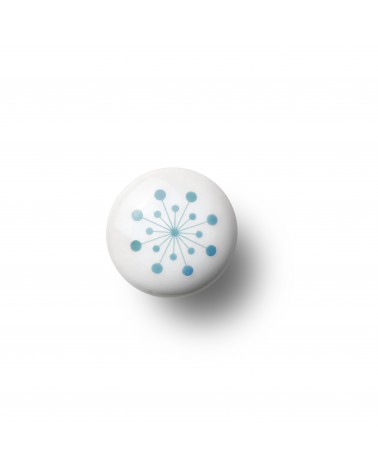 Bouton de meuble Anne Black model Flower de couleur bleu clair, taille 30x30mm