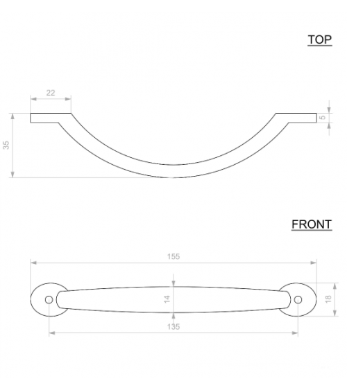 Poignée de meuble en coque P13 -  poignée design