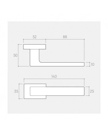 Poignée de porte graphite FOCUS avec dimensions