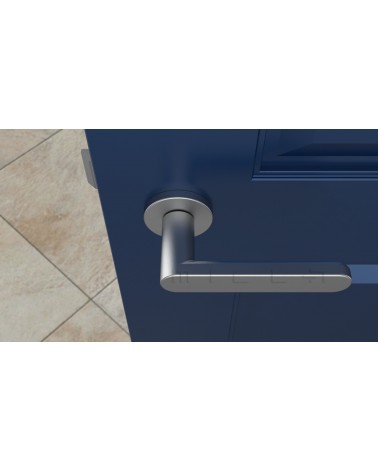 Poignée de porte ALORA poignée design couleur 3 vue de haut montée sur une porte