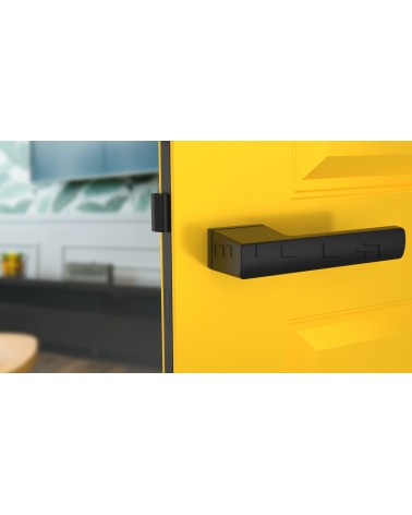 Poignée de porte noir BRISA poignée design montée sur une porte